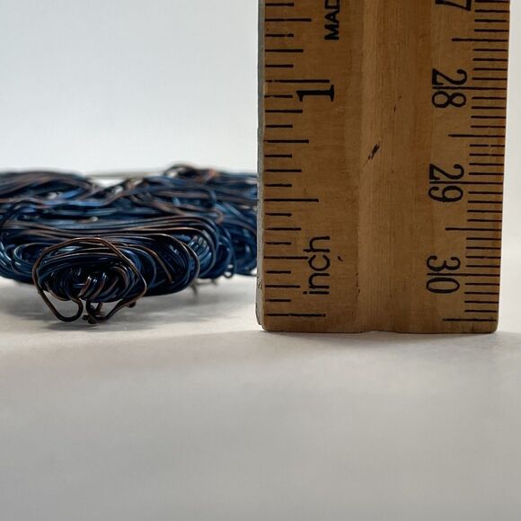 Handmade Wire Wrapped Heart & Moon Brooch Pin Blue Copper Artisan Jewelry Unique - Picture 8 of 11